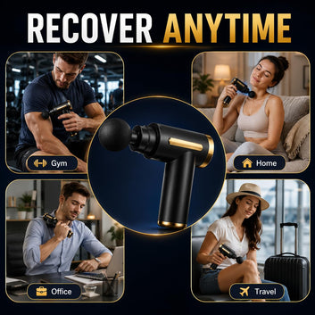 Mini Massage Gun for Deep Tissue Muscle Recovery | 6 Speed Levels | 4 Massage Heads | Portable Rechargeable Percussion Massager for Neck, Back,